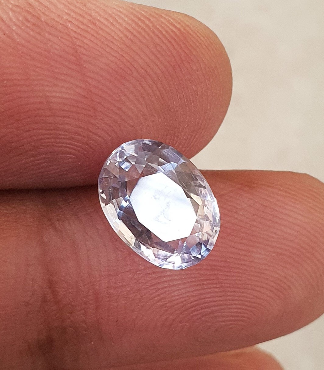 3.94 Ct Flawless Oval Cut Ceylon Cornflower Light Blue Sapphire Lab Grown Gems