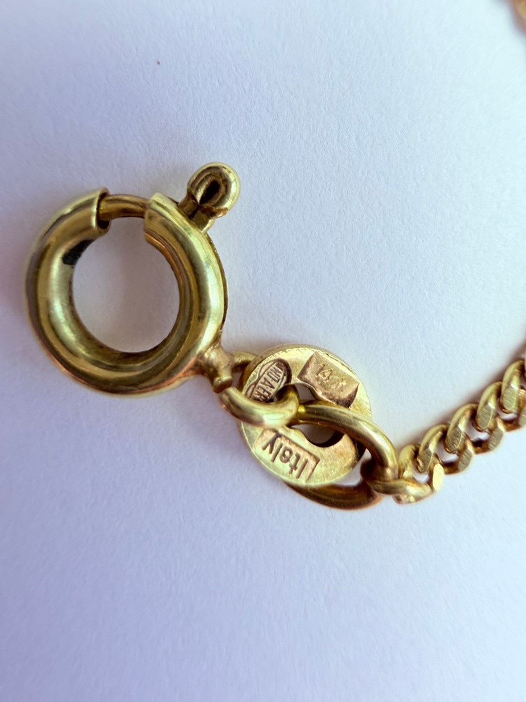 14K Solid Gold Unoaerre Geometric Ornate Curb Station Collar Vintage Necklace