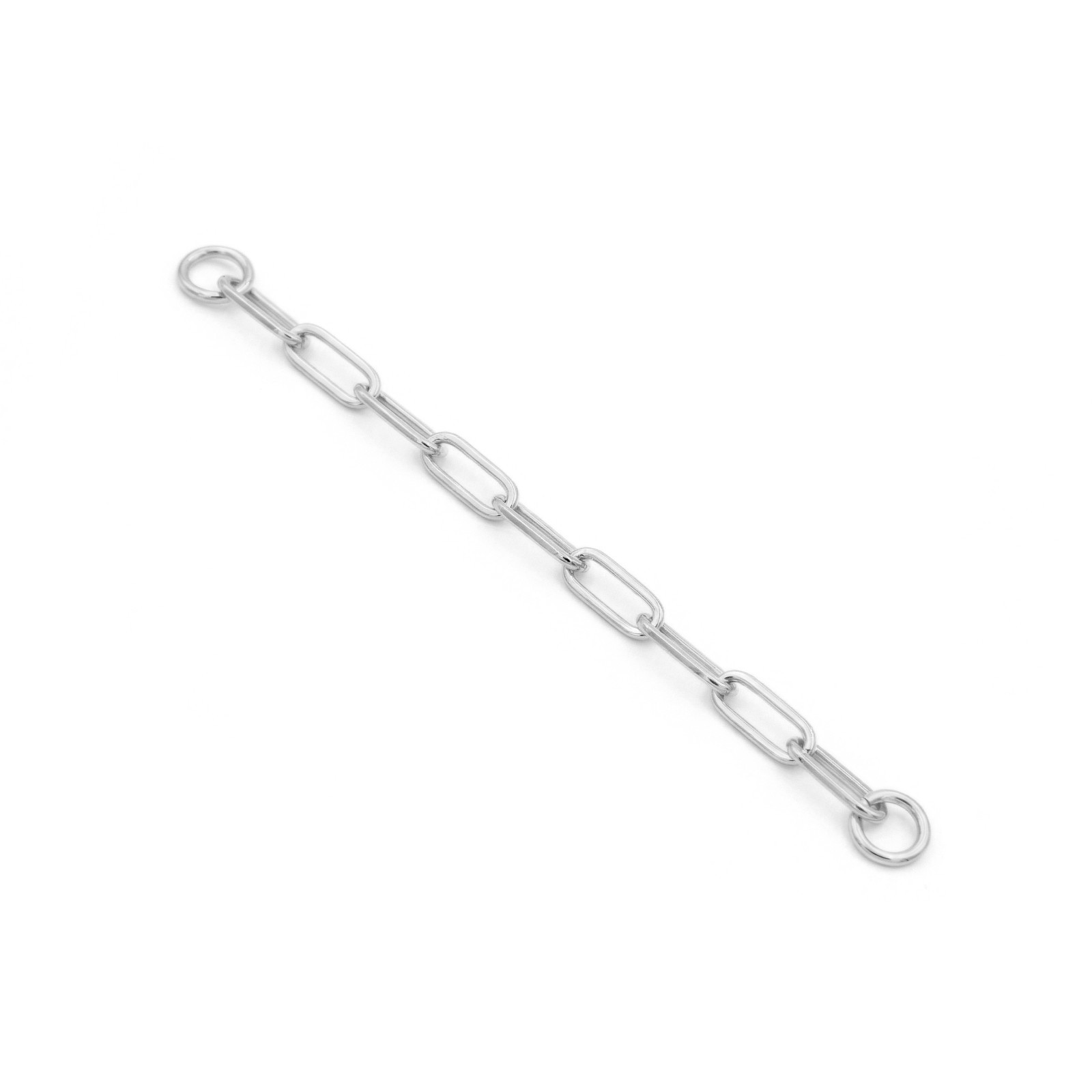 Jump Ring At Each End, 10k Solid White Gold 2mm Paper Clip Chain Extender