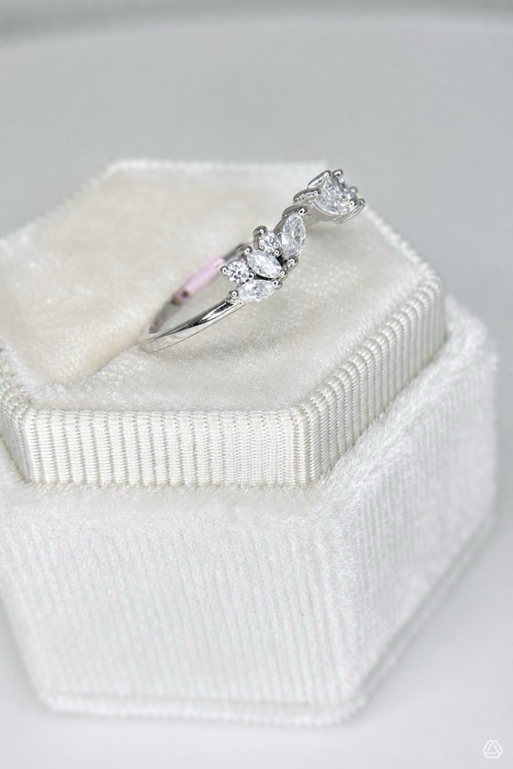 .75 Moissanite 925 Sterling Silver Angel Wings Ring Size 6 Adjustable.