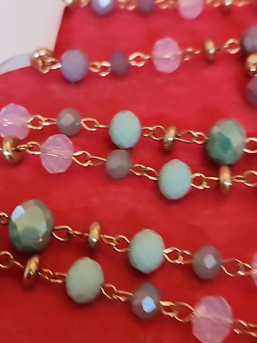 2 Ashley Cooper ~28″ Gold Tone Multi-Color Beaded Necklace w/ 3″ Ext Lavendar