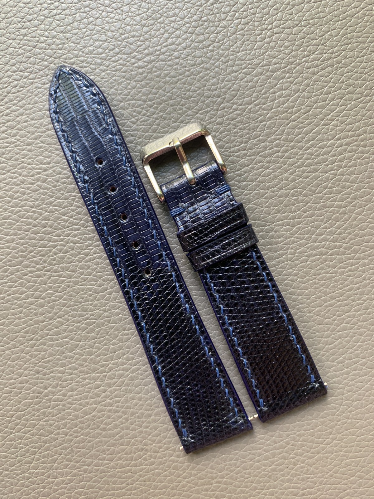 Navy Blue Genuine Lizard skin leather watch strap band Custom Sizes 10mm to 26mm