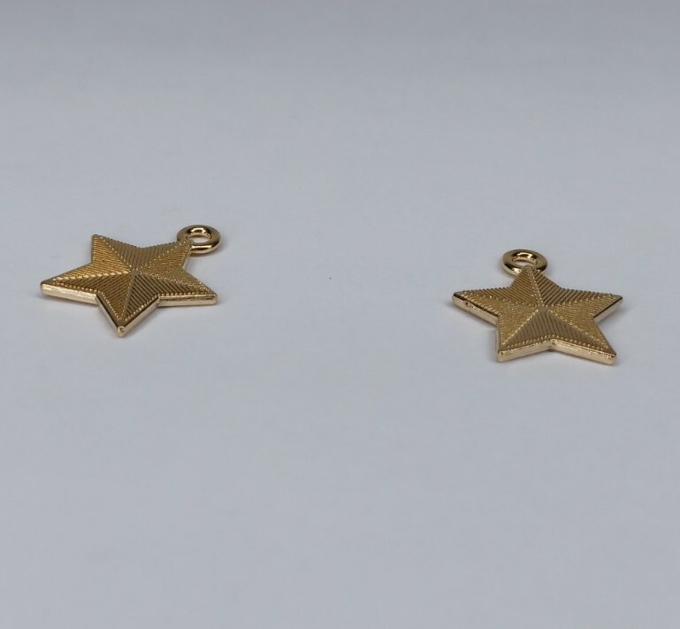 Earring Findings Gold Tone Enamel Star Red White & Blue 4th Of July Pair Of 2