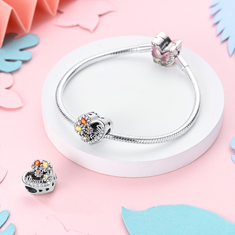 MULA Original 925 Sterling Silver Sunflower Hollow Charm CZ for Women Bracelet