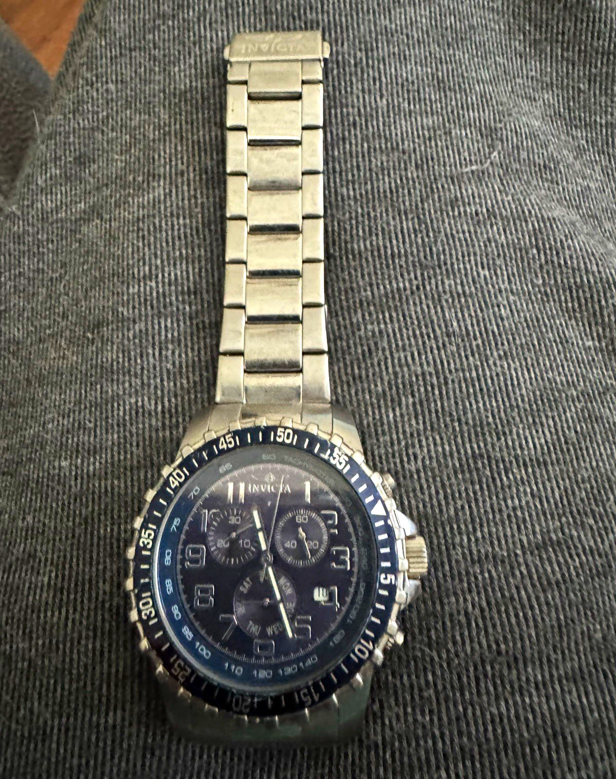 Invicta Specialty Men’s Quartz Chronograph Date Tachy 45mm Blue Bezel