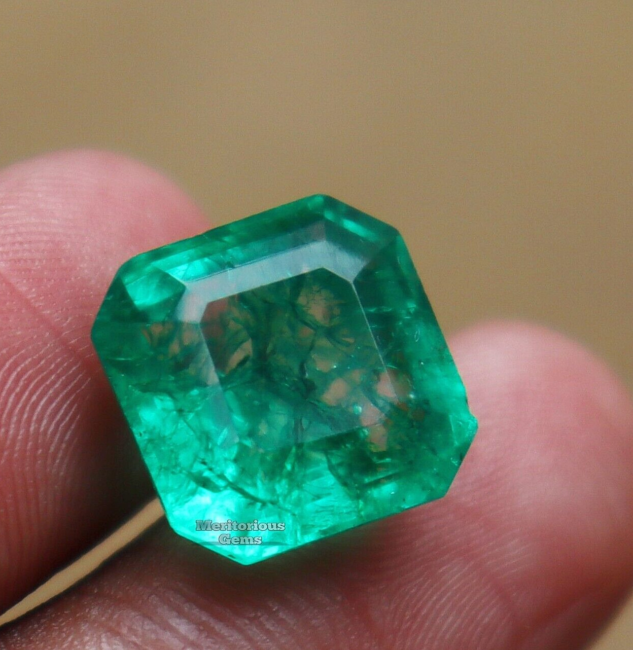 8-10 Ct Certified Natural Colombian Green Emerald Radiant Cut Loose Gemstone