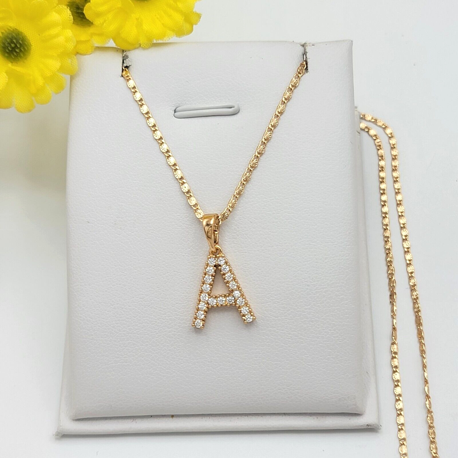 18K Gold Plated Women’s Jewelry Initial Letter A Pendant Necklace Mariner Chain