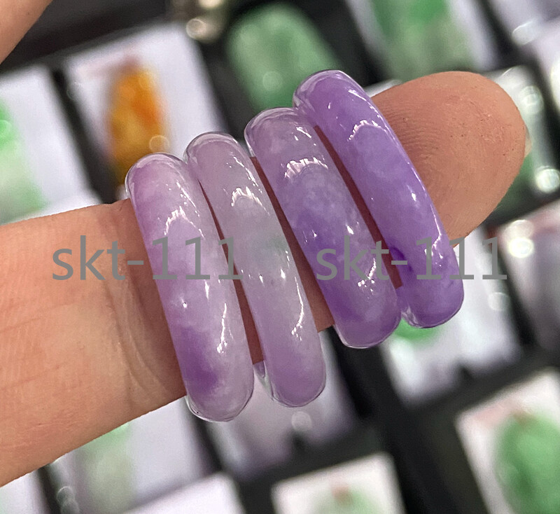 Natural Lavender A jade Jadeite 17-21mm Finger Circle Rings Women healing
