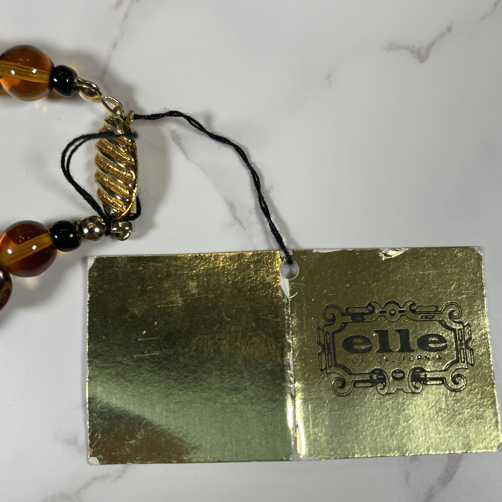 VTG ELLE of California Multi Strand Finest Bohemian Amber Glass Bead Necklace