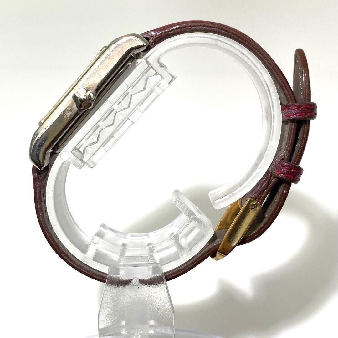 MARY QUANT Wristwatch Rectangle Quartz Silver Burgundy Vintage Authentic