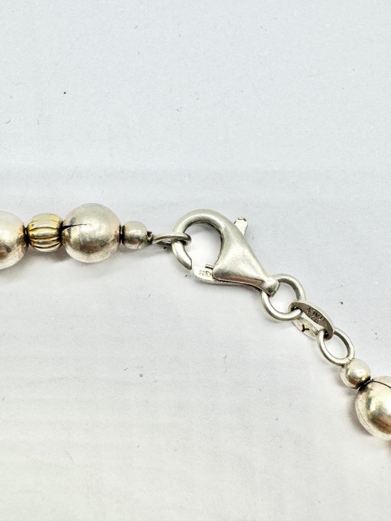 11 GRAM VINTAGE STERLING SILVER BEADED BRACELET 8 INCHES