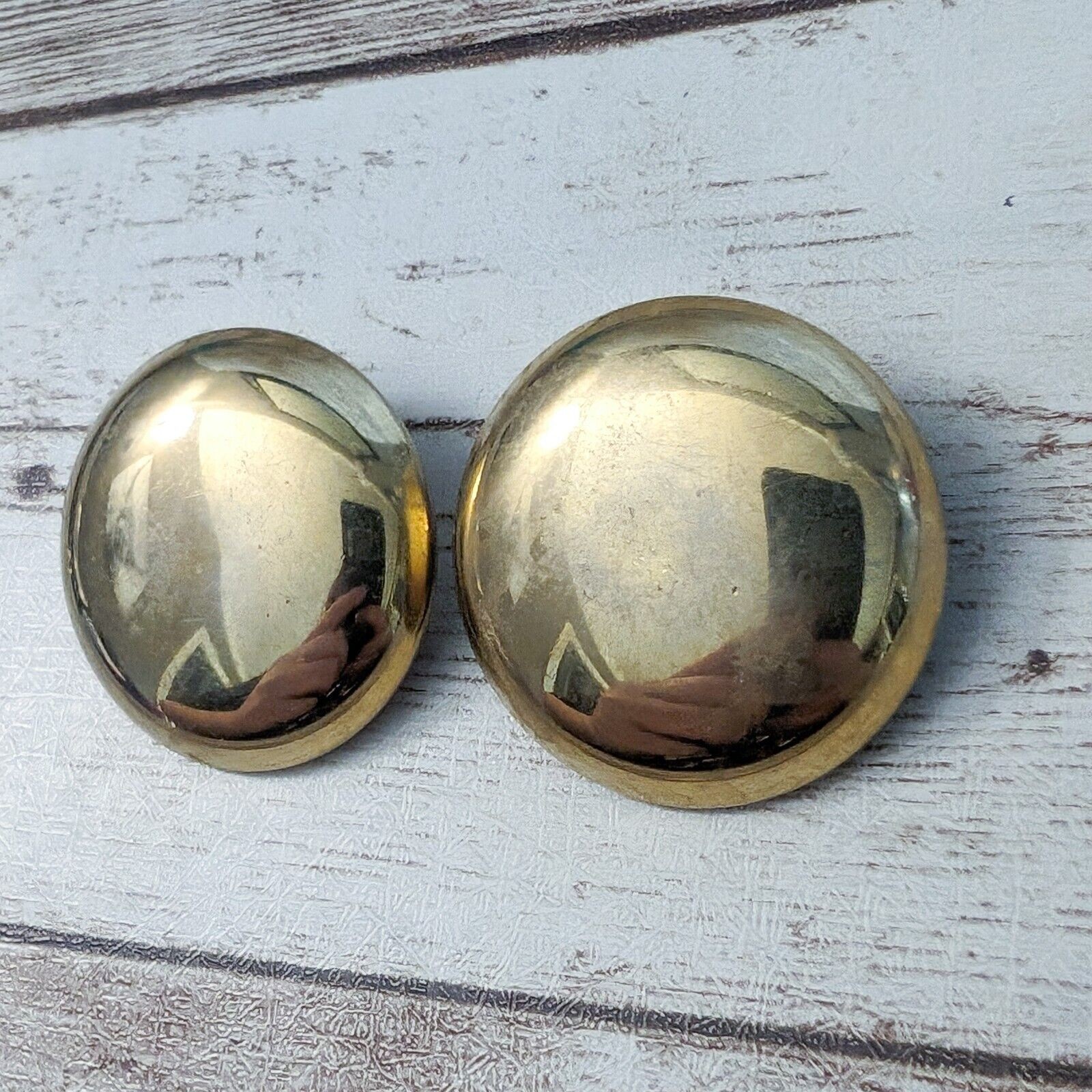 Vintage Clip On Earrings – Just Under 1 & 1/8″ Gold Tone – Marks & Loose Clips