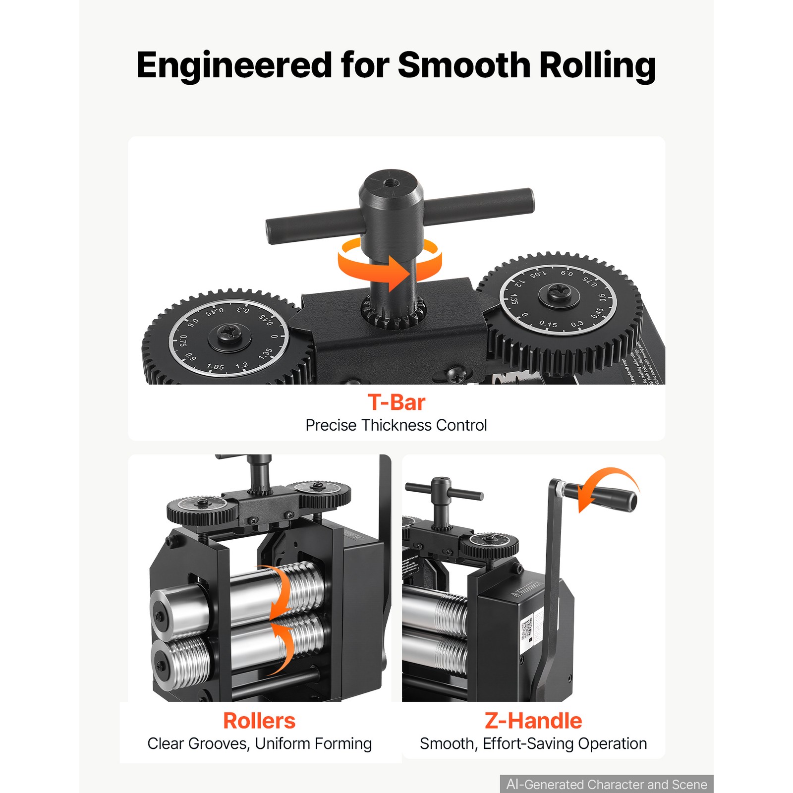 Uimoso Jewelry Rolling Mill with 4-in-1 Round, Flat, Square, Half-Round