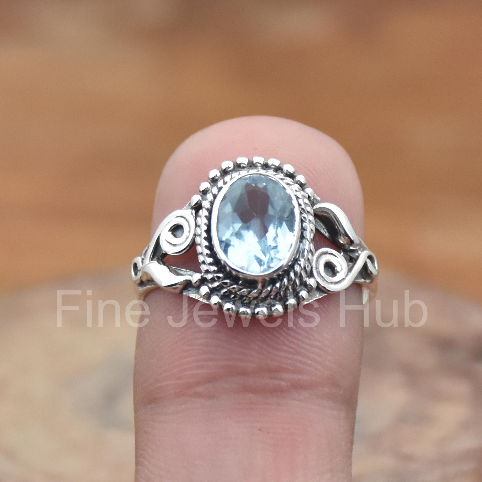 Blue Topaz 925 Sterling Silver Ring, Nice Handmade Ring, Natural Gemstone Ring