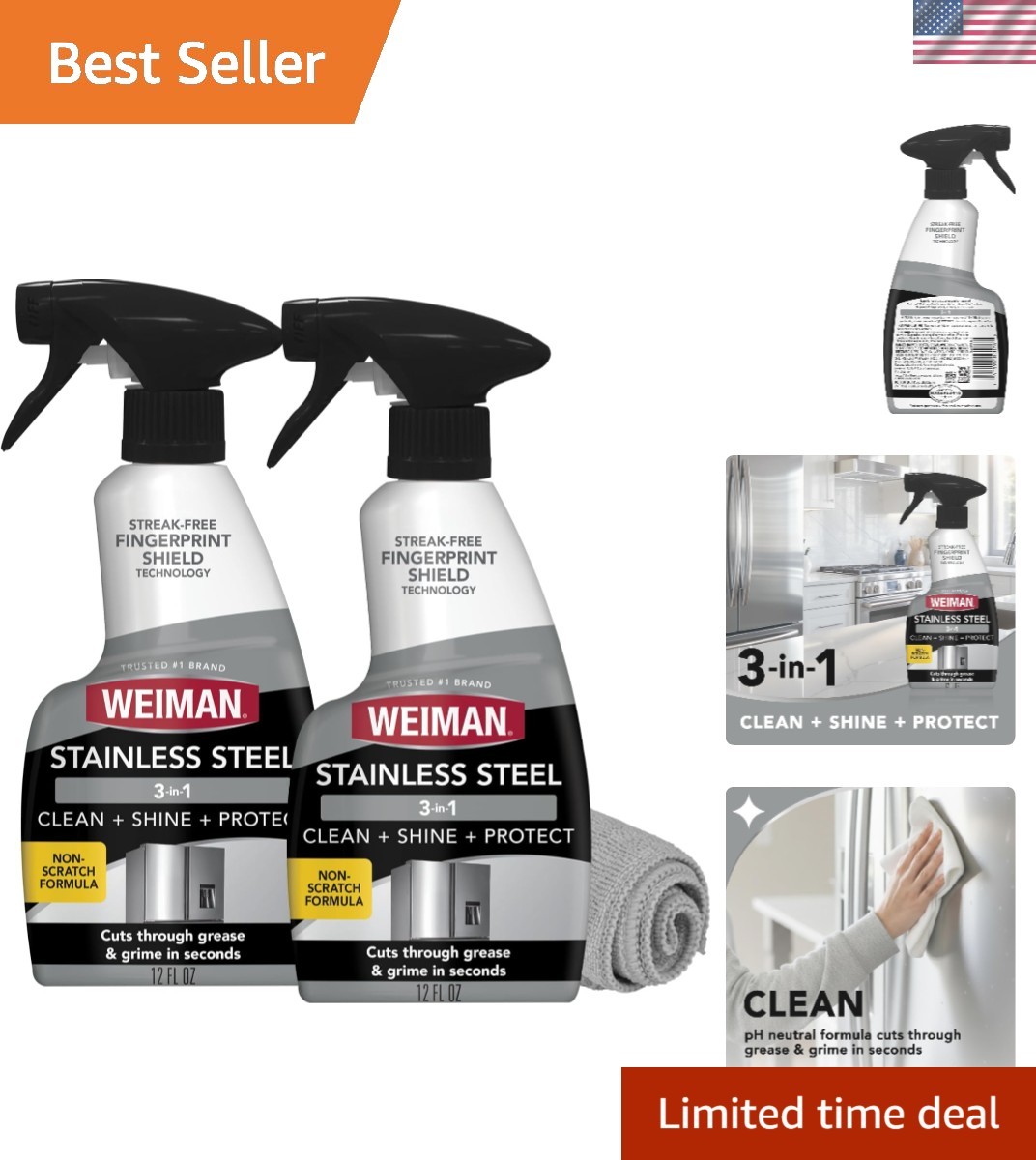 24oz Stainless Steel Cleaner – Anti-Fingerprint & Residue-Free