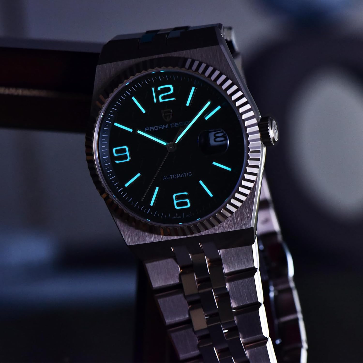 Men’s Luminous Japanese Automatic Watch, 10ATM Waterproof, Stainless Steel