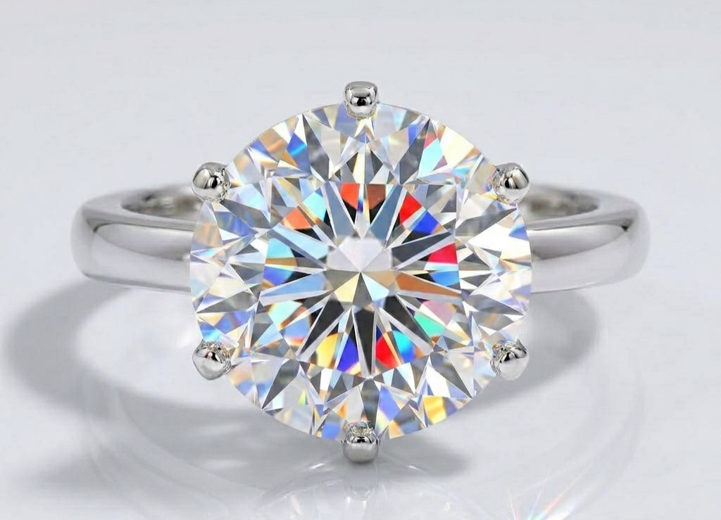 5.00 Ct Certified Round Cut White Natural Diamond Ring VVS1 White Gold Finish