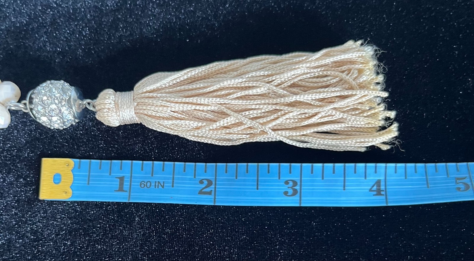 White House Black Market WHBM Long Tassel Necklace Pink Ombre & Crystal Beads