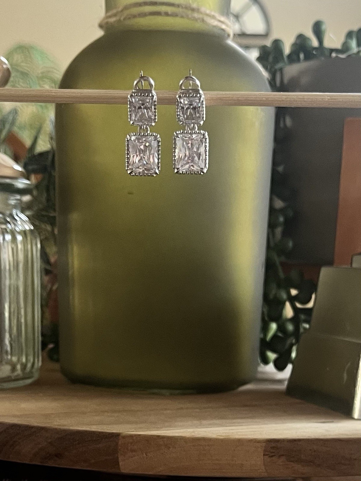 Judith Ripka Sterling Silver Diamonique CZ Double Drop Earrings NWT QVC