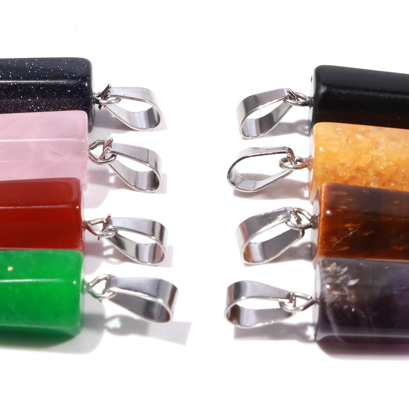 Wholesale Natural Stone Pendulum Pillar Charms Point Pendants Fashion Beads