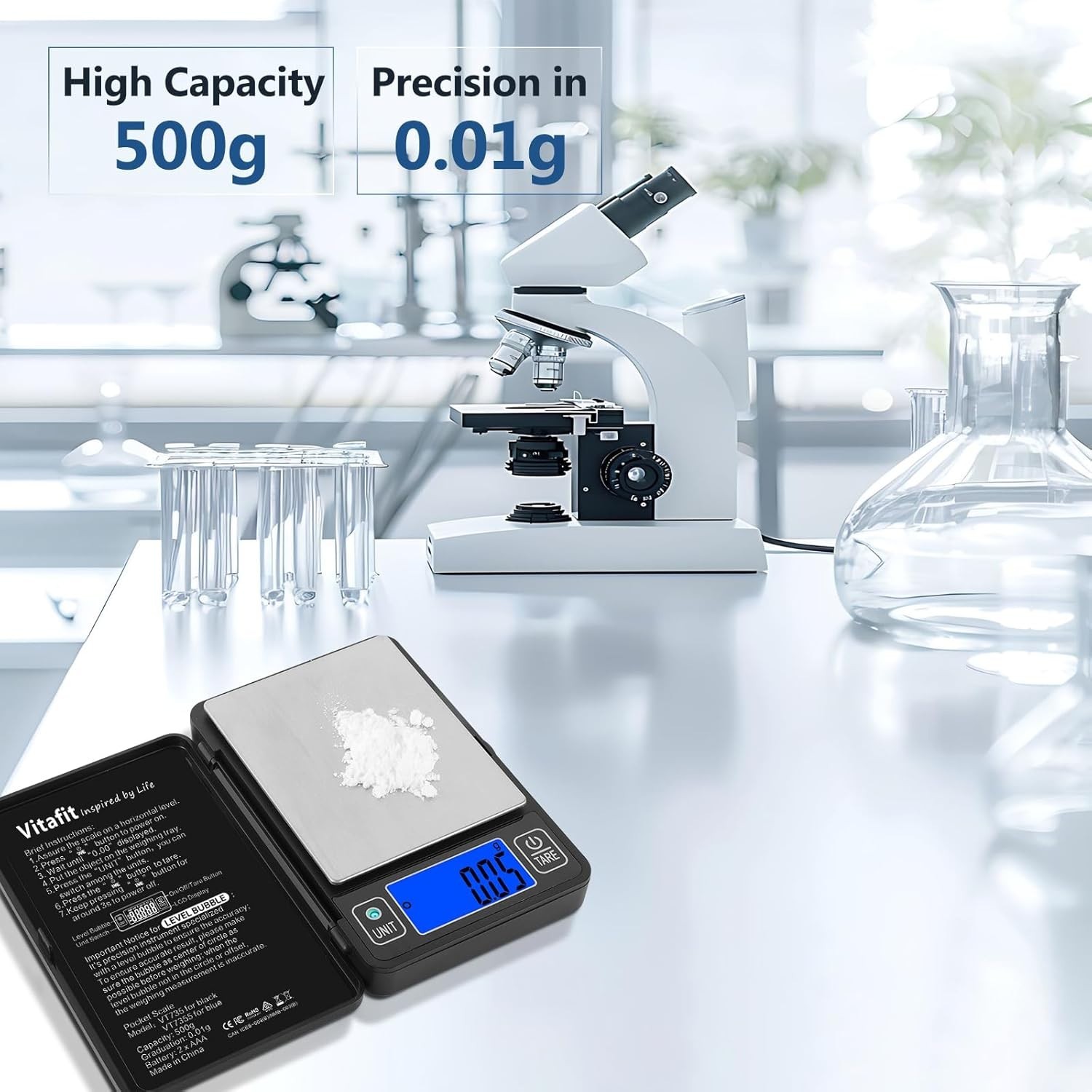 High Accuracy 500g Digital Gram Scale with Level Bubble – Portable and Precise