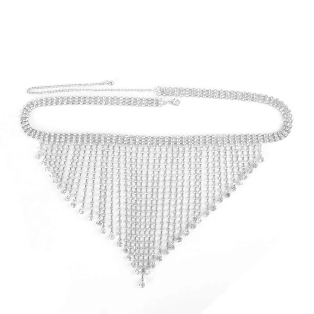 Silver Sexy Rhinestone Thong Belt Body Jewelry Lingerie Crystal Chain Skirt