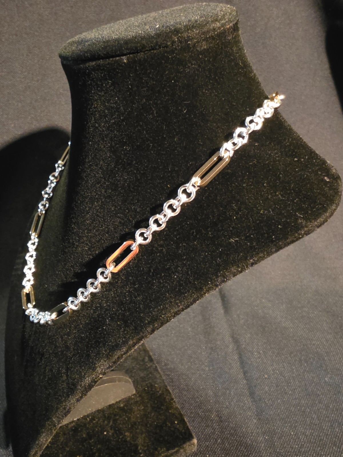 Lauren Ralph Lauren LRL Two Tone Paperclip Link Chain Necklace Silver Gold 17″