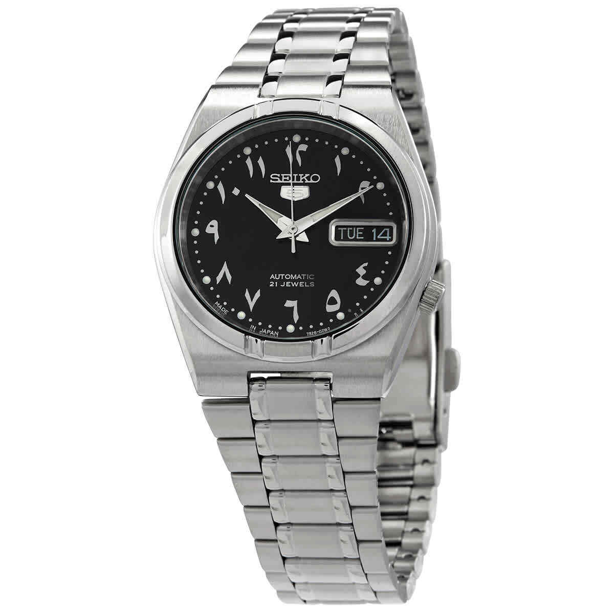 Seiko 5 Automatic Black Arabic Dial Stainless Steel Men’s Watch SNK063J5
