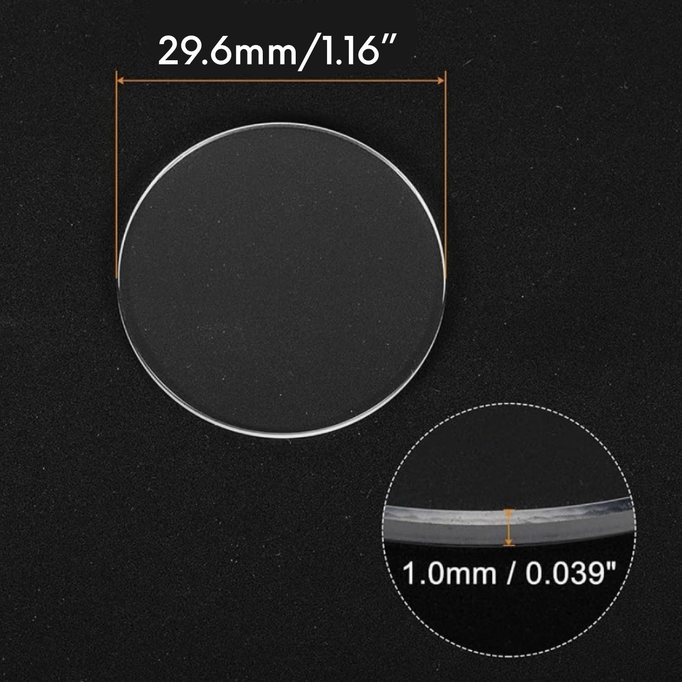 New 29.6 mm x 1 mm Watch Crystal – Flat Round Mineral Glass