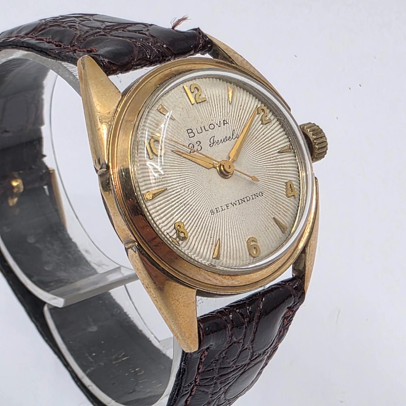 1957 Bulova 23 Jewels Selfwinding Auto Sunburst Dial Gold Filled Mens Watch