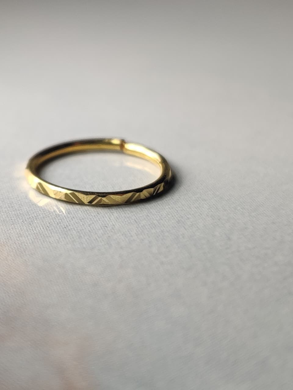 Gold Textured Nose Ring • Minimalist Hoop Nose Piercing • Lightweight Nose Ring