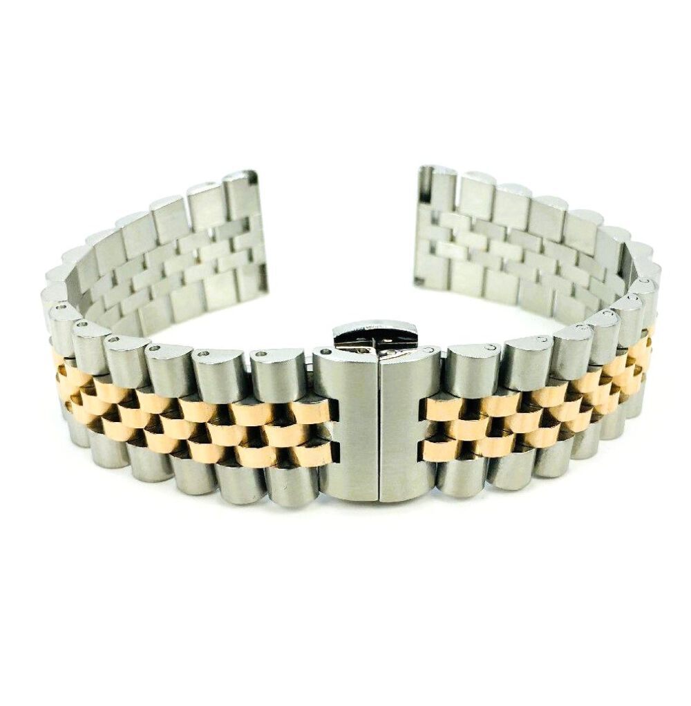 Two Tone Rose Gold Jubilee Metal Watch Band 13mm 15mm 17mm 19mm 21mm 23mm #7036