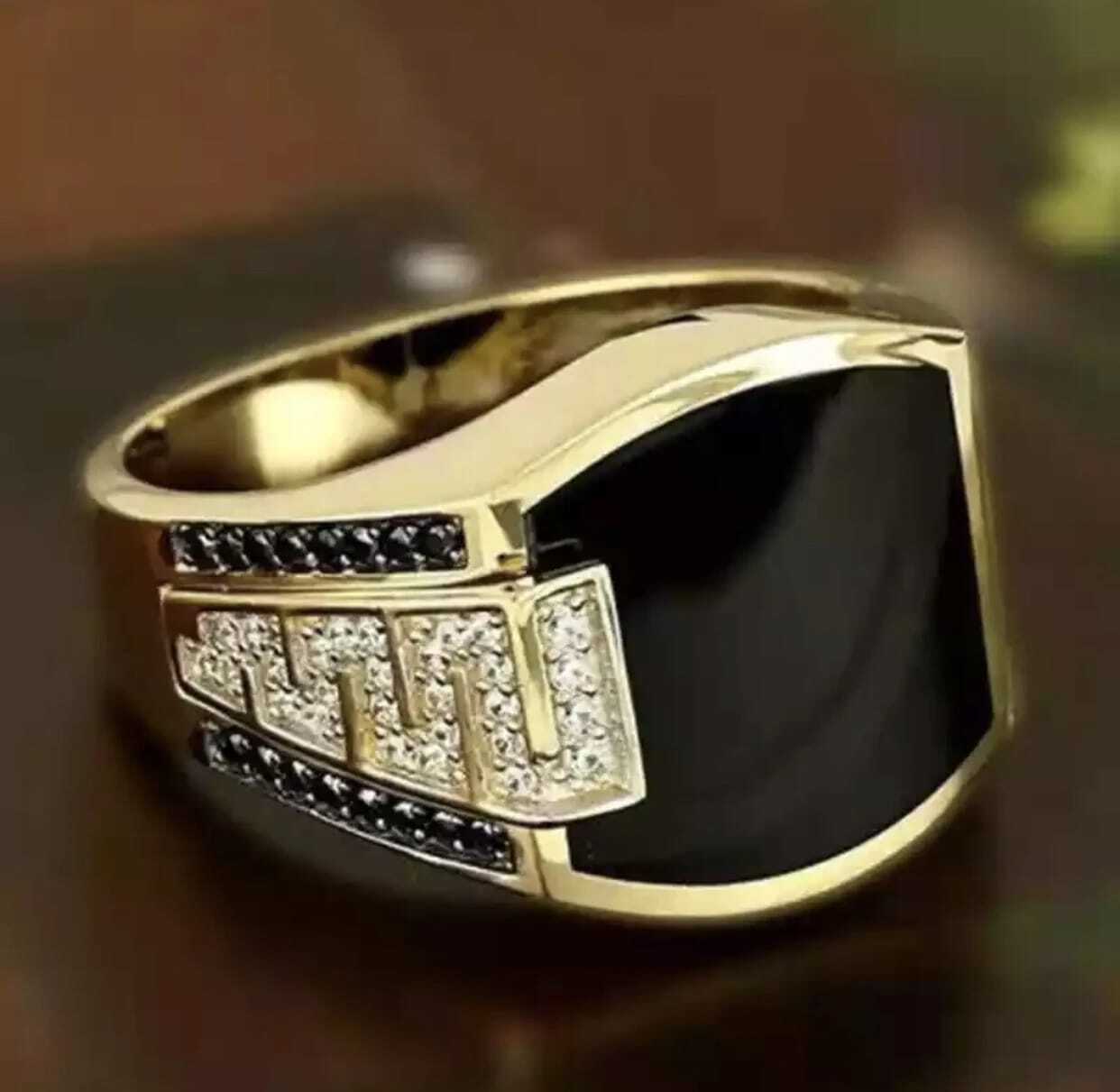Classic Vintage Ring for Men and Women Luxury CZ Carved Silver and Gold Plated