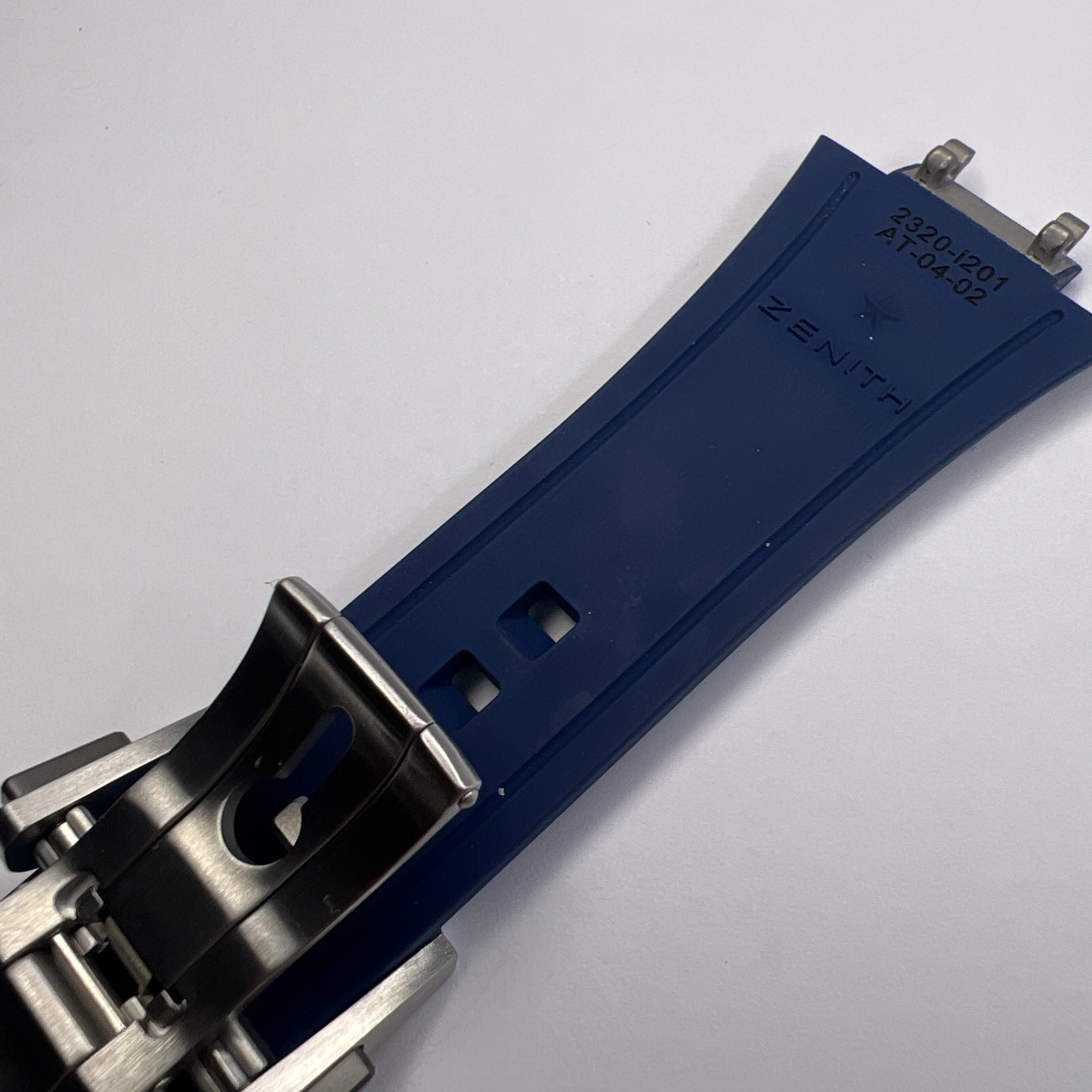 Zenith Blue Rubber Strap & 20mm Stainless Steel Deployant Clasp For Defy Extreme