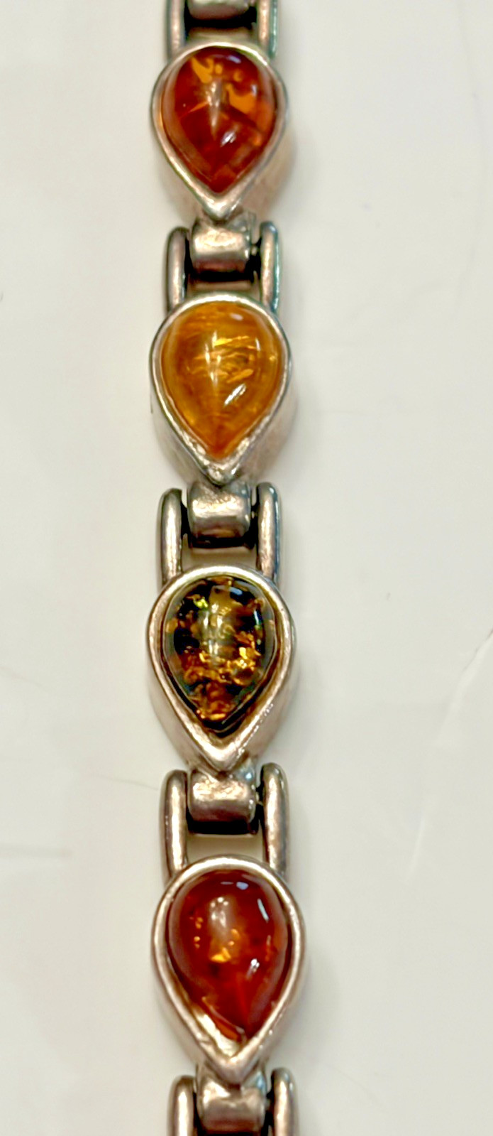 925 Sterling Silver Amber gemstones Bracelet shades of Amber Yellow Orange Brown