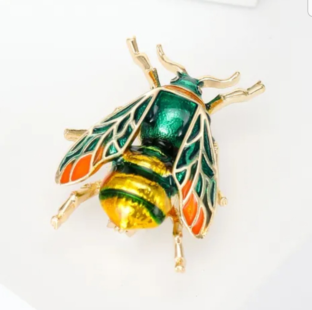 BUMBLE HONEY BEE INSECT BUG BROOCH PIN~HALLOWEEN COSTUME ACCESSORY~VINTAGE STYLE