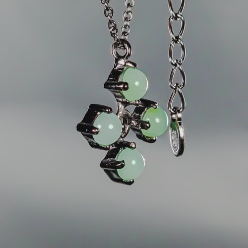 Vintage jewellery Natural Chrysoprase Necklace 925 Sterling Silver 17.75″/N27001