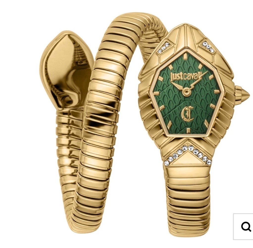 Just Cavalli Speranza Gold Snake Watch Green Dial Ladies JC1L356M0035 NWT