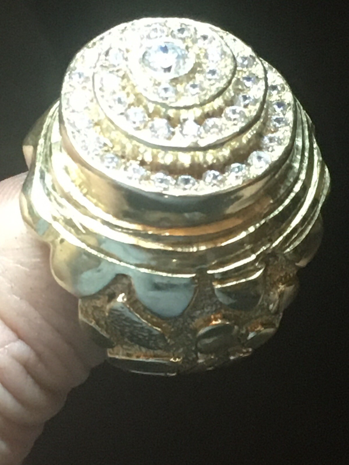 1oK Gold, HUGE HEAVY Hip Hop NUGGET BLING Ring, Kentucky Cluster, Weighs 39.2gms
