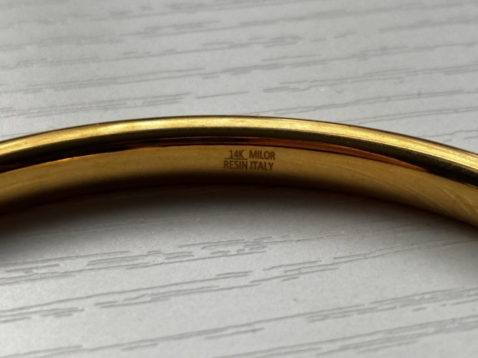 Milor 14K Gold Resin Round Bangle Bracelet Signed, Made in Italy, Under 8″