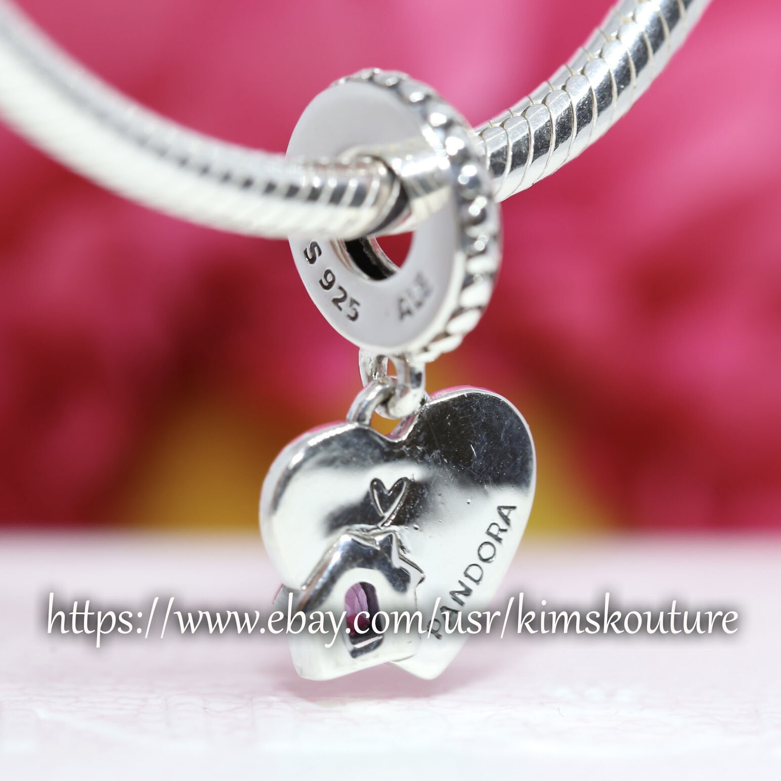Authentic Sterling Silver LOVE MY HOME HEART Dangle Charm 799324C01