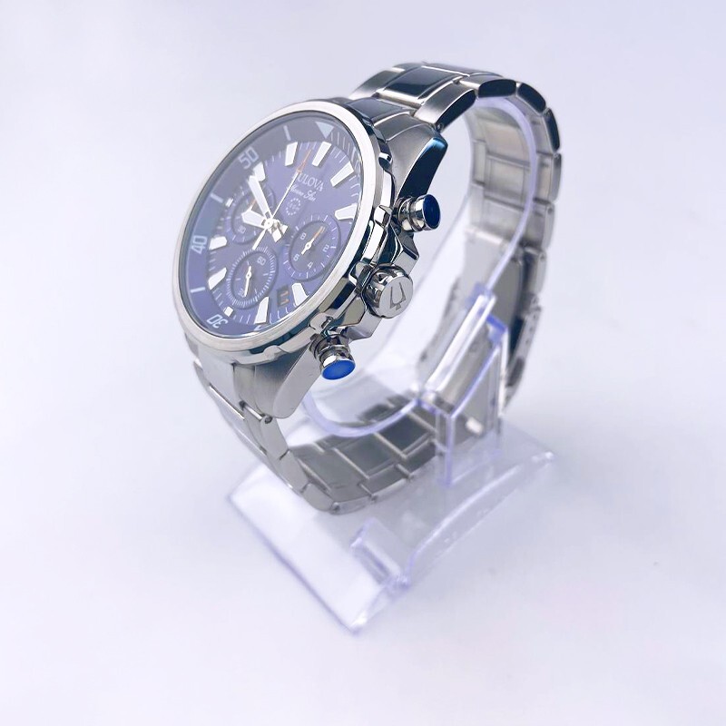 Classic New Marine Star Bulova Stainless Steel Men’s 96B256 Blue Watch 43mm