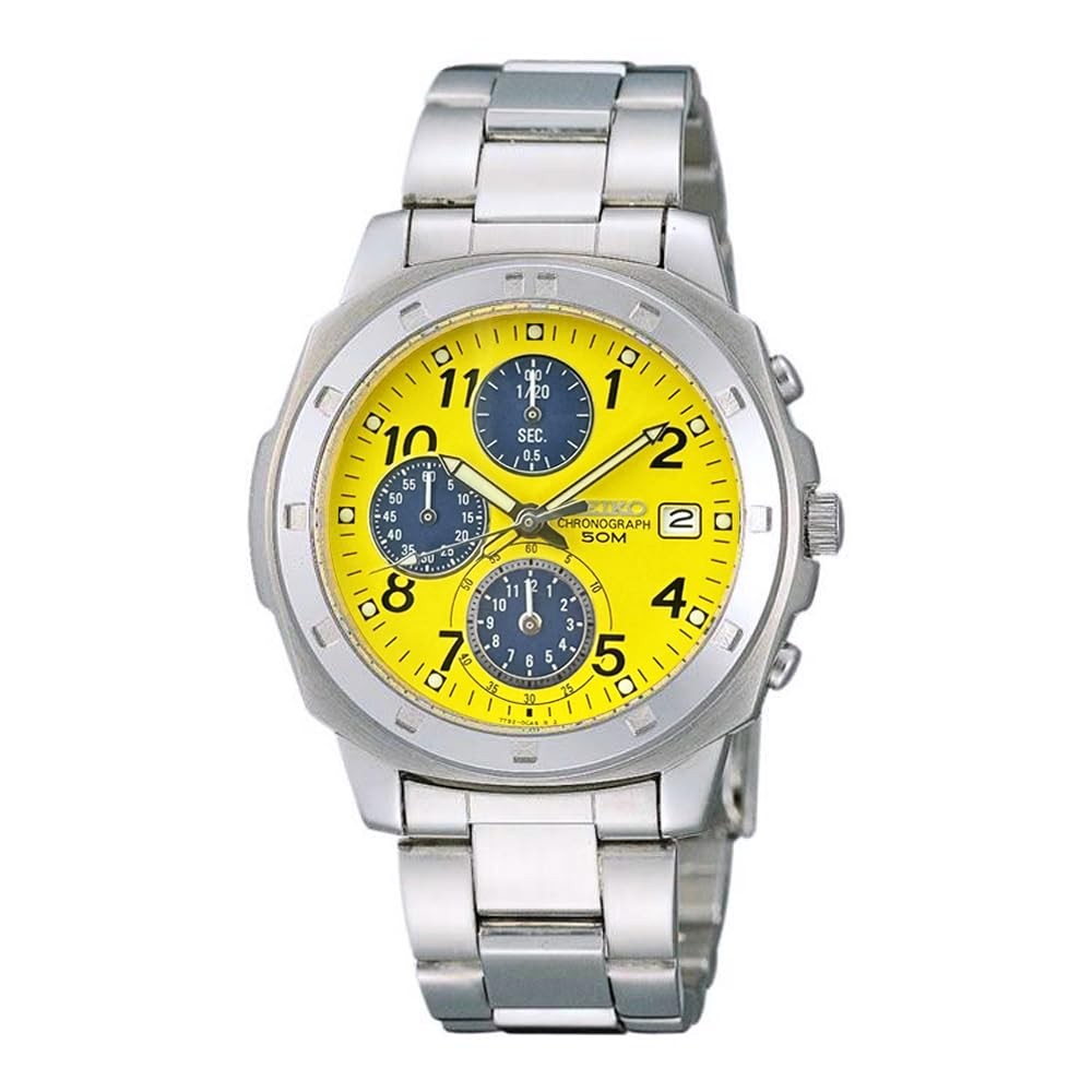 Seiko SND409P 1/20 second chronograph quartz men’s watch, silver.