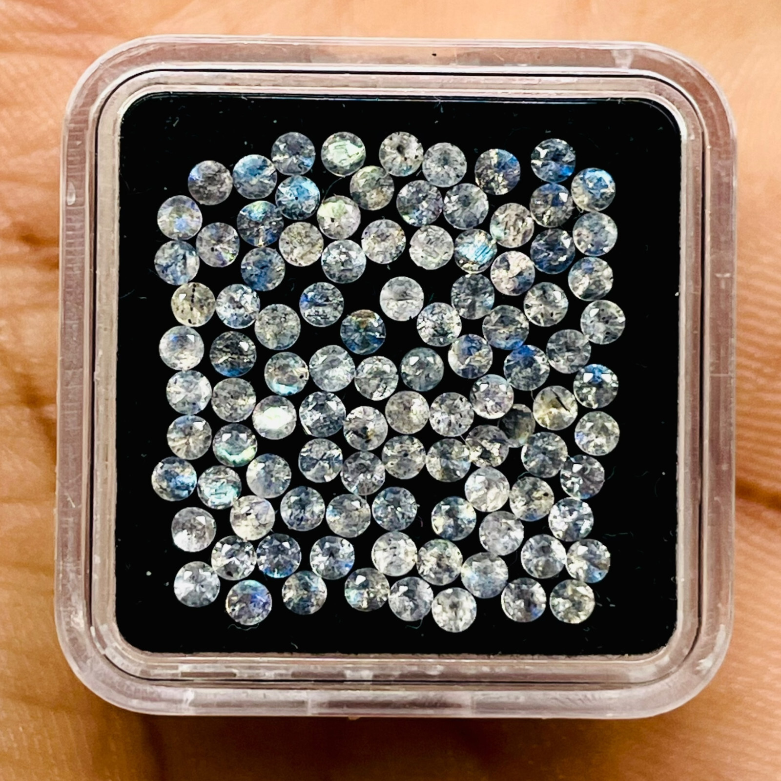 100 Pcs Natural Labradorite 2mm Round Diamond Cut Calibrated Loose Gemstones Lot