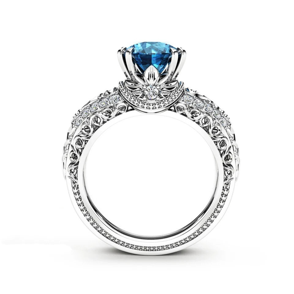 2.5Ct Round Cut Sapphire Lab Created Diamond Wedding 14K Yellow Gold Finish Ring