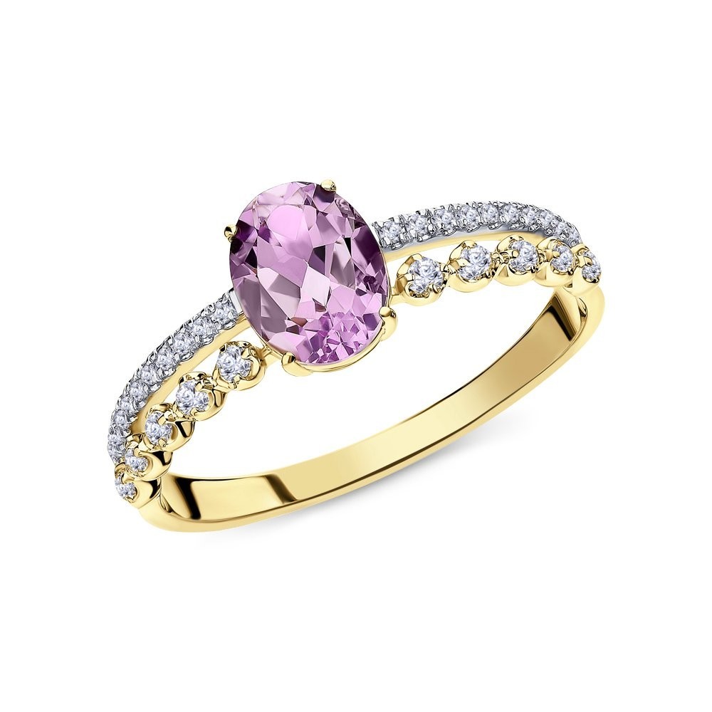 925 Sterling Silver Pink Amethyst or Green Amethyst Moissanite Classic Ring