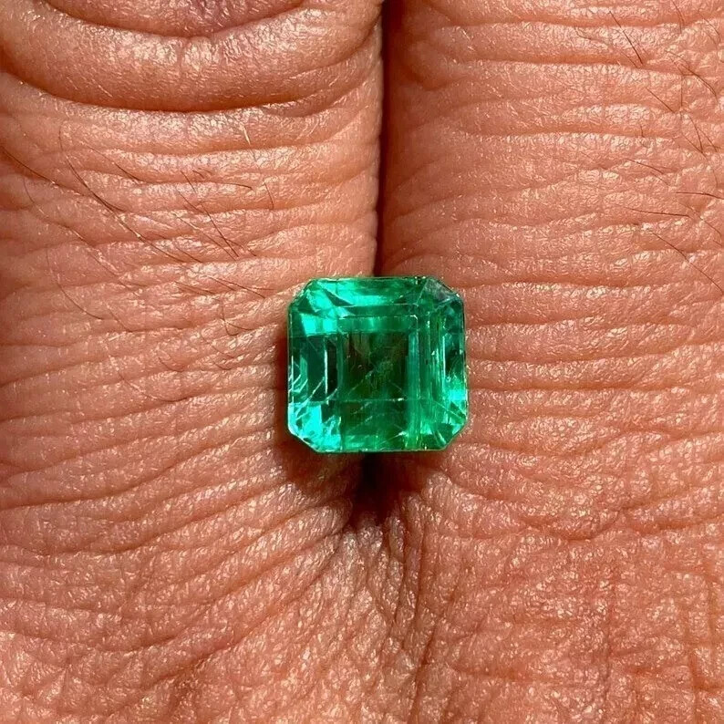 Natural Green Colombian Emerald Asscher Cut 9×9 MM Loose Untreated Gemstone A+