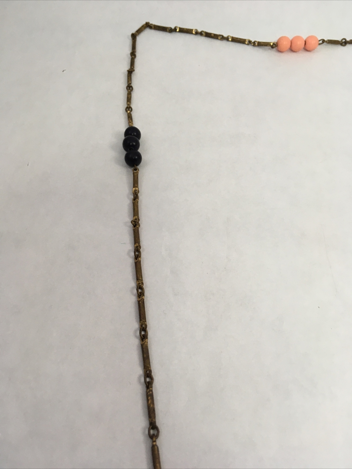 Multi Color Beaded Gold Tone Strand Necklace 32″ Vintage Boho Chic String
