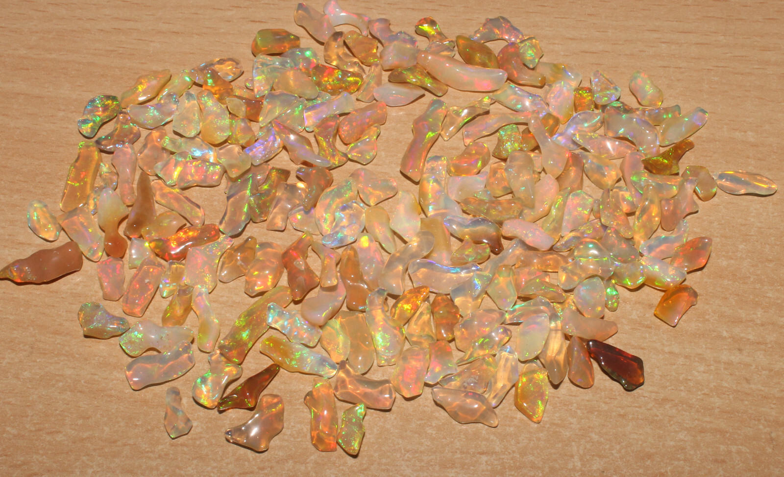 4x7to5x13 MM Ethiopian Welo Fire Opal Polished Rough Play of Color Specimen #98