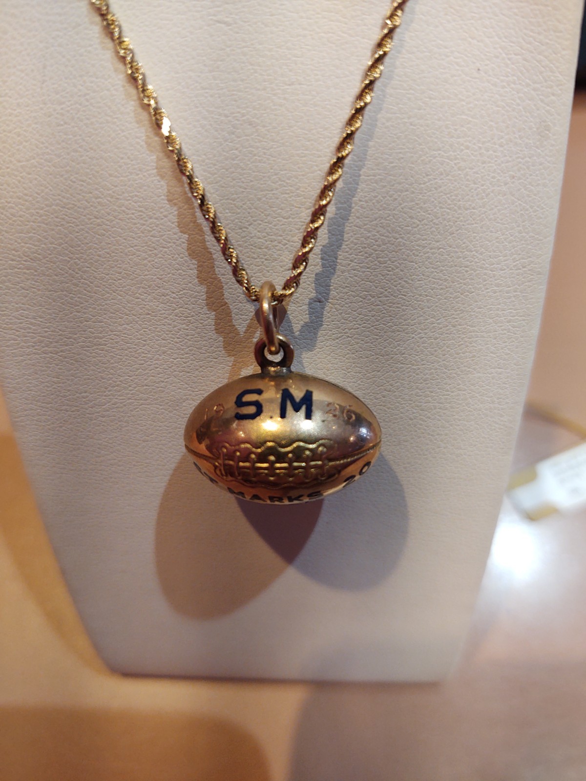 14kt yellow gold 100 years old Football charm